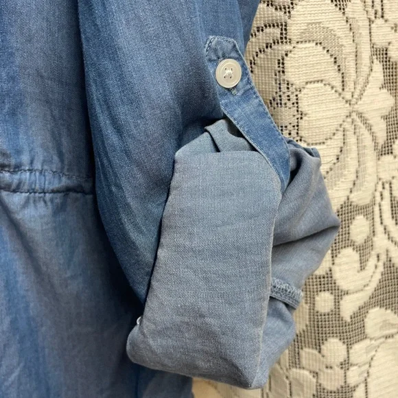 Crown & Ivy Denim Blue Mini Shirt Dress - Picture 7 of 9